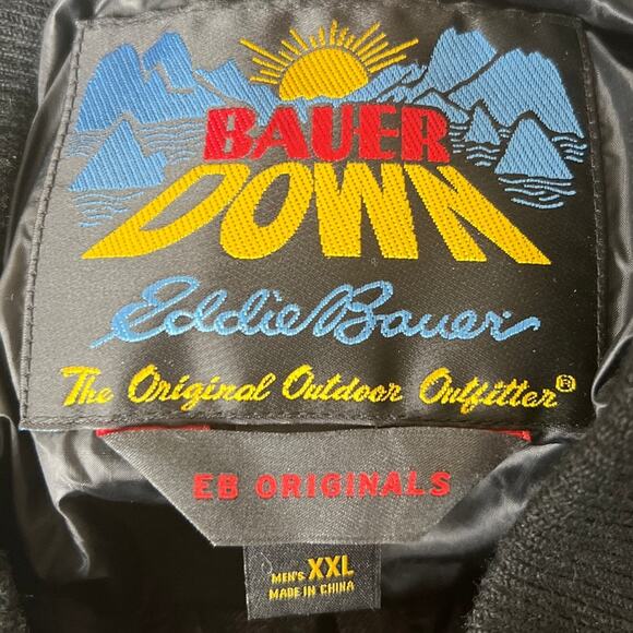 Eddie Bauer Down 2XL Nylon Zip up Gray Sweater Skyliner Model - Picture 6 of 7